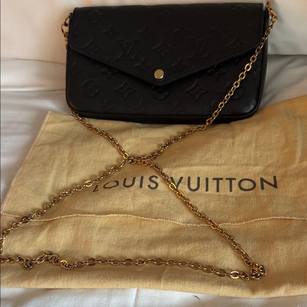 Louis Vuitton Black Clutch with Gold Chain - Picture 2 of 9
